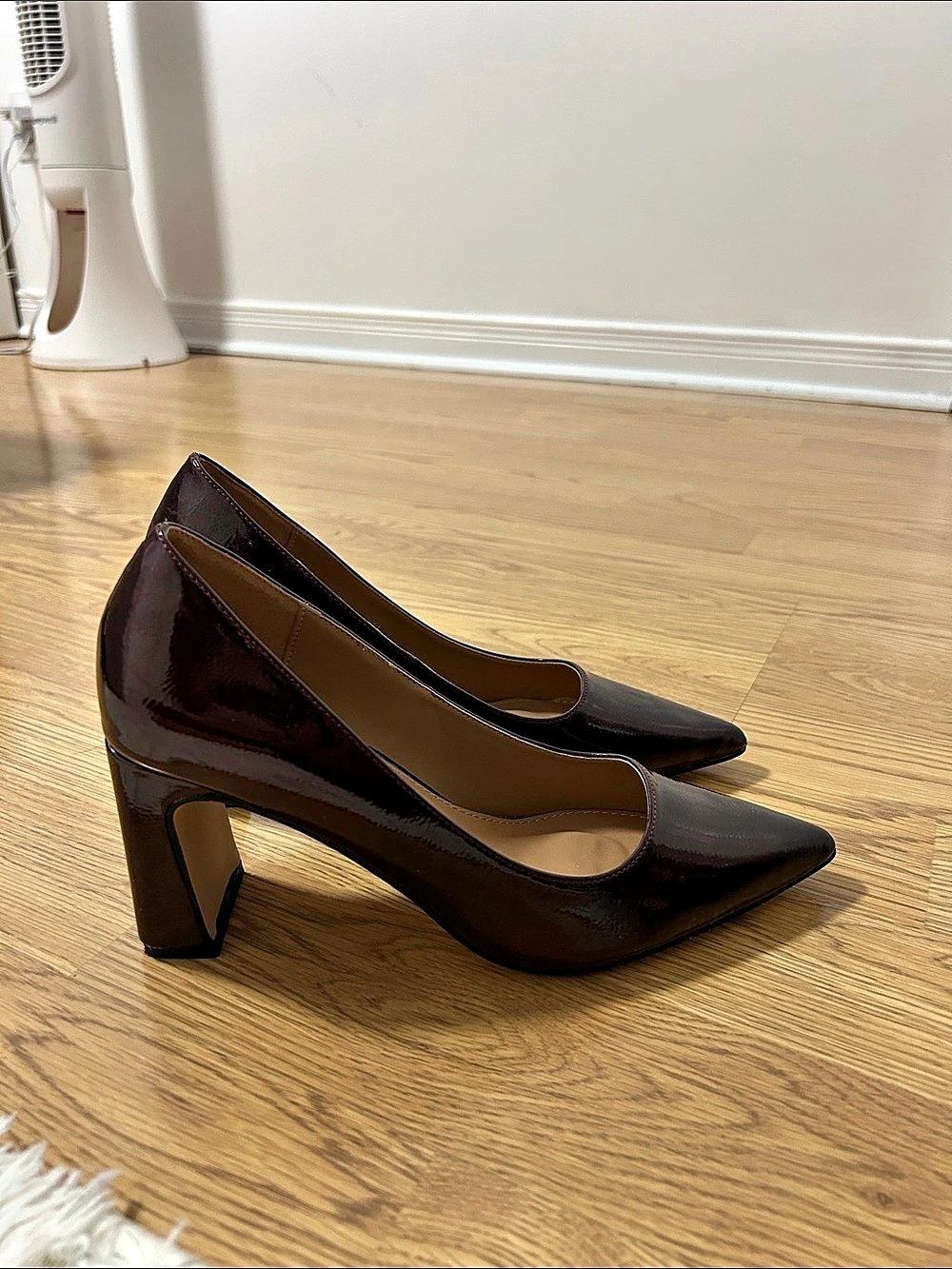 Steve Madden Burgundy Pointed Toe Block Heel Pumps